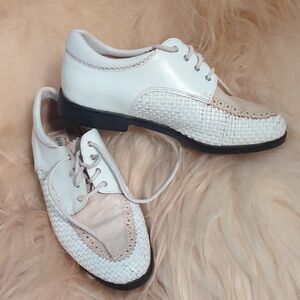 White and Tan Leather Vintage Italian Golf Shoes